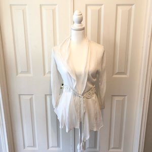 Anthropologie Knitted and Knotted Cream Cardigan M